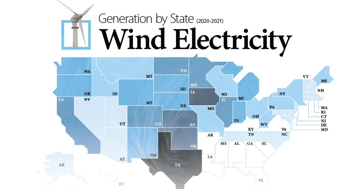 Mapped U.S. Wind Electricity Generation by State